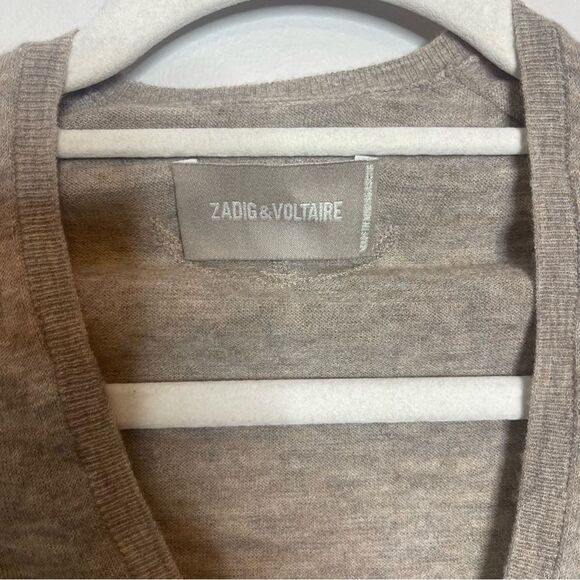 $328 Zadig & Voltaire Rivy Cashmere Sweater in Latte NWT with FLAW - Picture 7 of 11